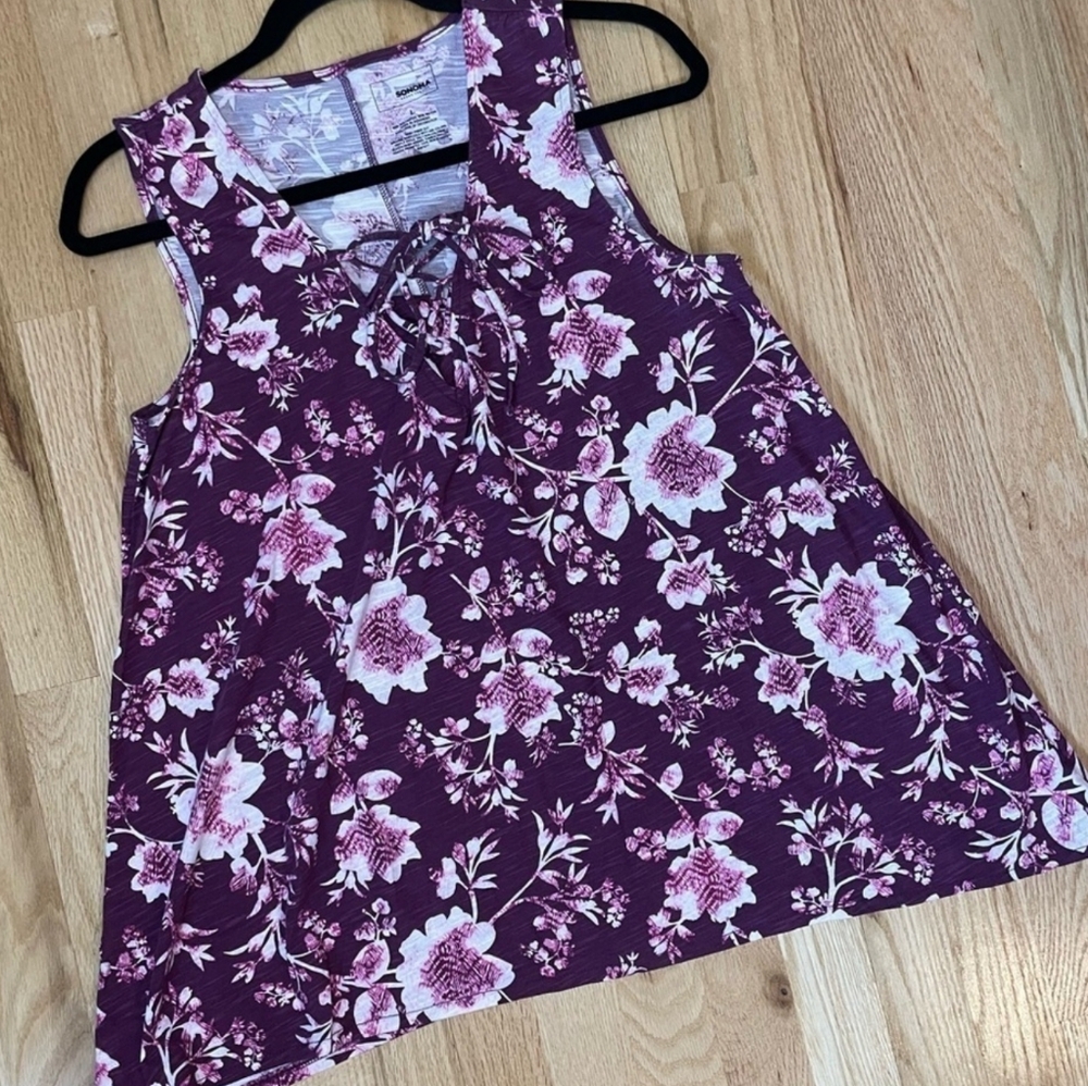 Sanoma Pink And Plum Floral Tank Top